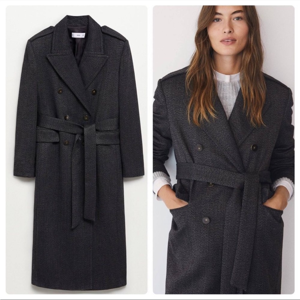 Mango Double-breasted wool coat
